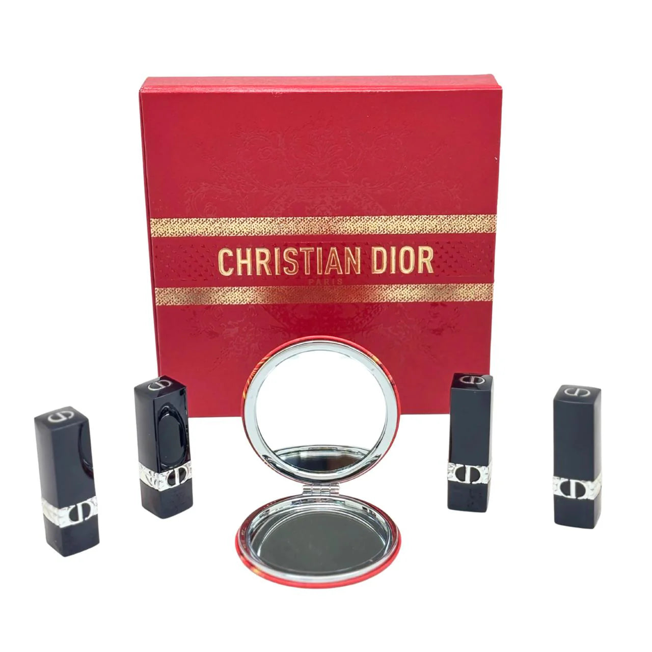 Christian Dior Rouge Dior Lipstick Set – Limited Edition | 4 Velvet Lipsticks + Mirror