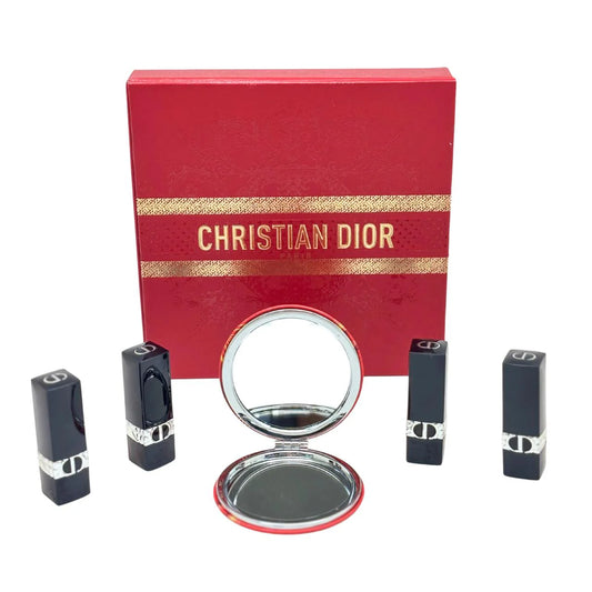 Christian Dior Rouge Dior Lipstick Set – Limited Edition | 4 Velvet Lipsticks + Mirror