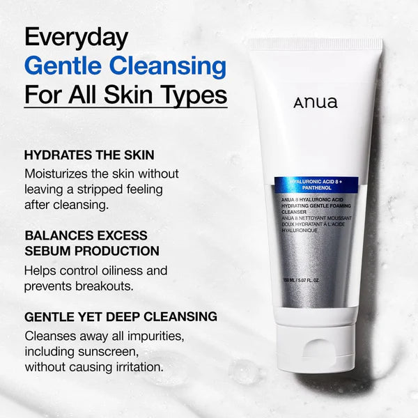 8 Hyaluronic Acid Hydrating Gentle Foaming Cleanser - ANUA